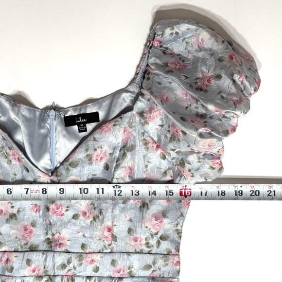 Lulus Floral Puff Sleeve Mini Dress Sweetheart Princesscore Whimsical Fairy HOCO - Picture 7 of 9